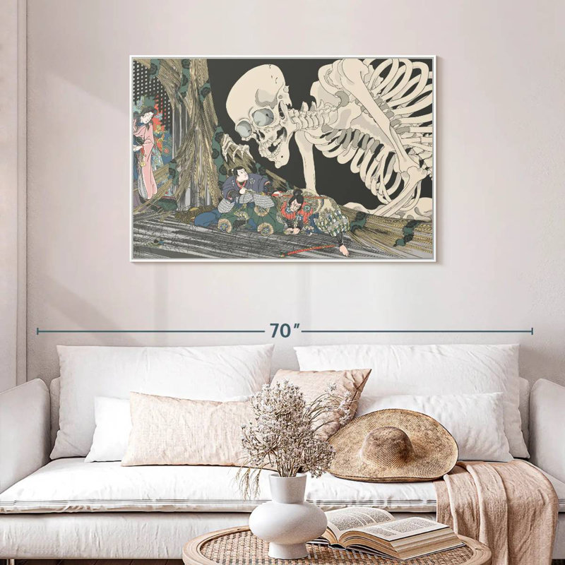 Squelette japonais, Cadre flottant blanc, 43 po x 29 po