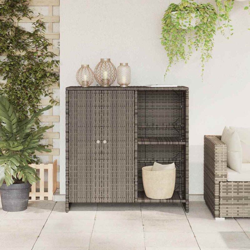 Rattan Accent Cabinet, Grey