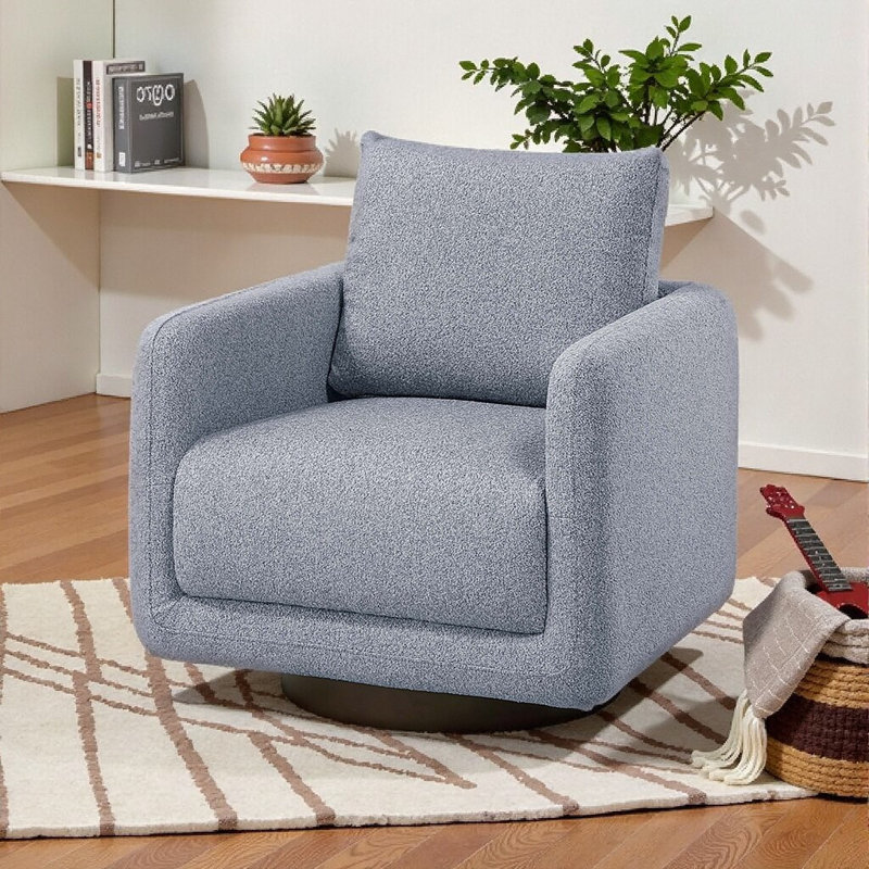 Fauteuil d'appoint pivotant à 360 ° - Confort moderne et base en bois massif, Gris