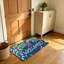 Tapis de sol de bienvenue bleu marine 51 x 81 cm avec guirlande de feuilles colorées