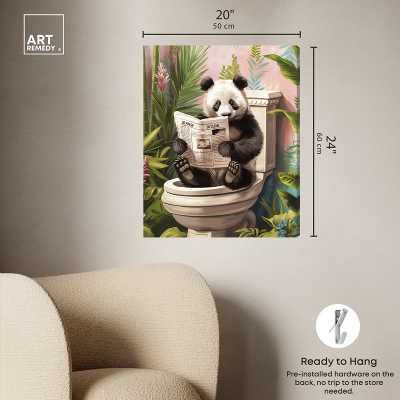 Art mural panda tropical par Art Remedy, H 24 po x l 20 po, Toile tendue