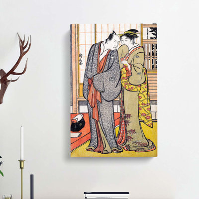 Ichikawa Yaozo III with a Lady by Torii Kiyonaga - Wrapped Canvas