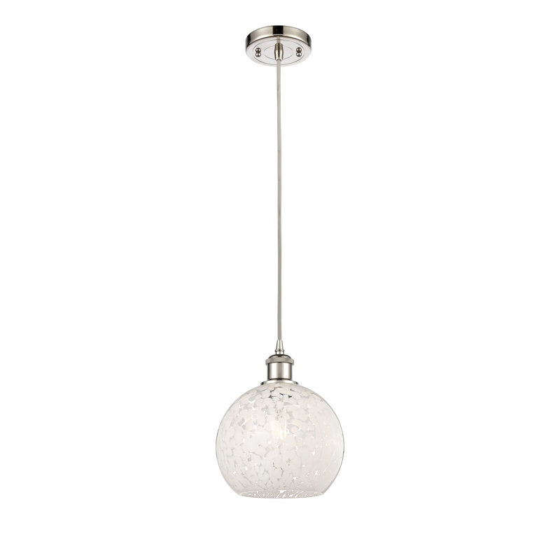 Luminaire suspendu 1 lumière Nathalie, H 10 po x l 8 po x P 8 po, Nickel poli
