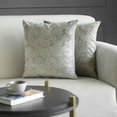 Housse / housse de coussin à fermeture à glissière en velours avec 2 fermetures à glissière géométriques de taille standard de TGF (Taille: 18 X 18 pouces)