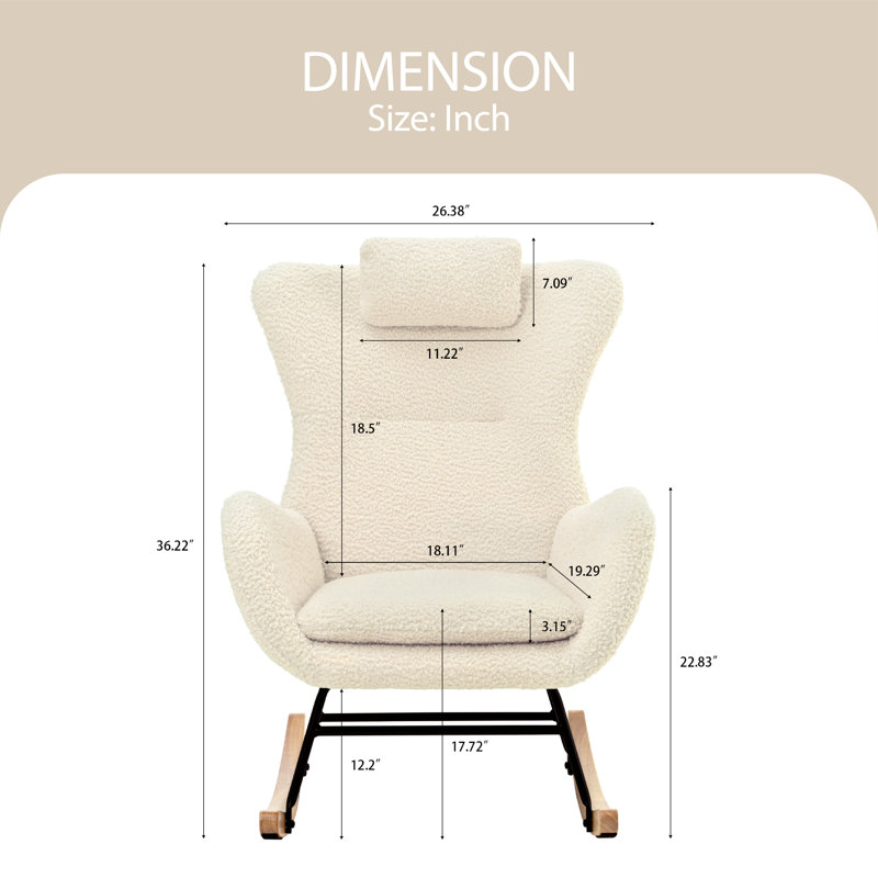 Chaise berçante Kemmie, Fausse fourrure beige