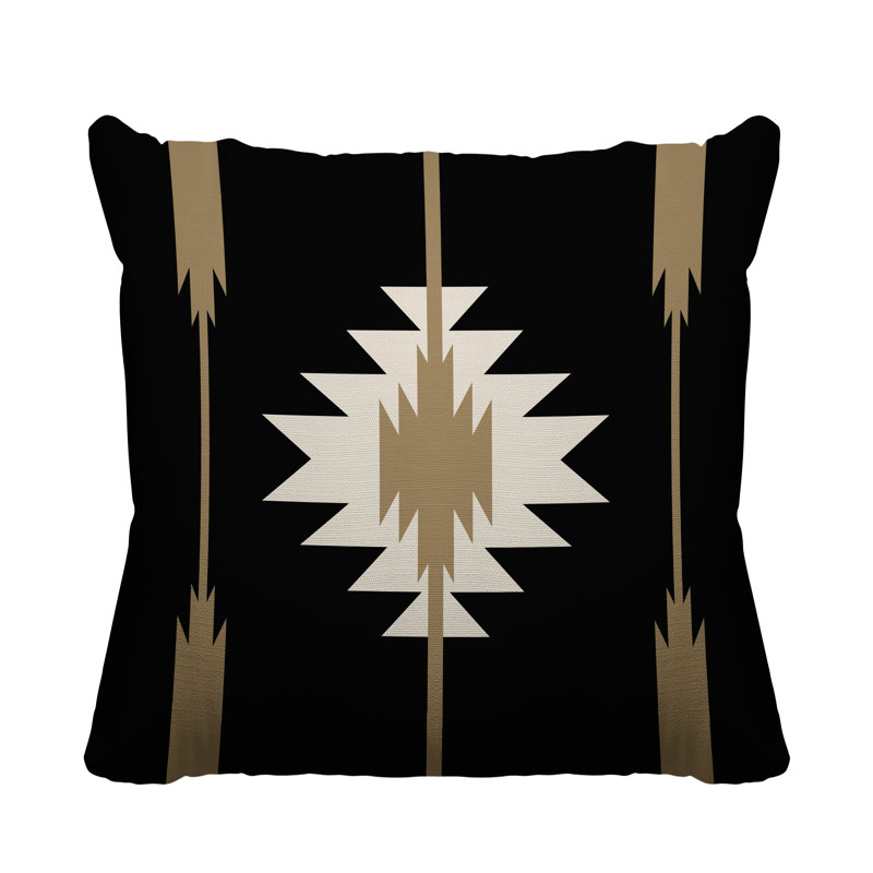 Coussin décoratif intérieur / extérieur Jolon Southwestern, 15 po x 15 po, Noir, Carré