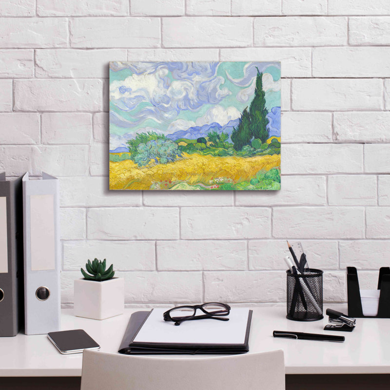 «Wheat Field with Cypresses» par Vincent van Gogh, art mural sur toile, H 12 po x l 16 po x P 0,75 po