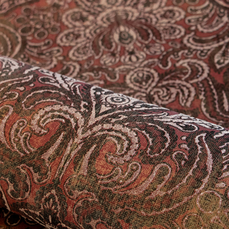 Adonea Aphrodite Glass Beads 3D Embossed 33' L x 21" W Wallpaper Roll, Ruby Red