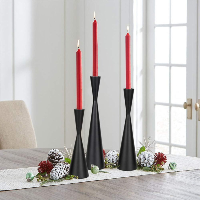 Metal Taper Candlestick Holders Set Of 3 - Sturdy Decorative Candle Stand For Wedding, Dining, Party, Home Decor - Elegant Nordic Style With Anti-Corrosive Finish
