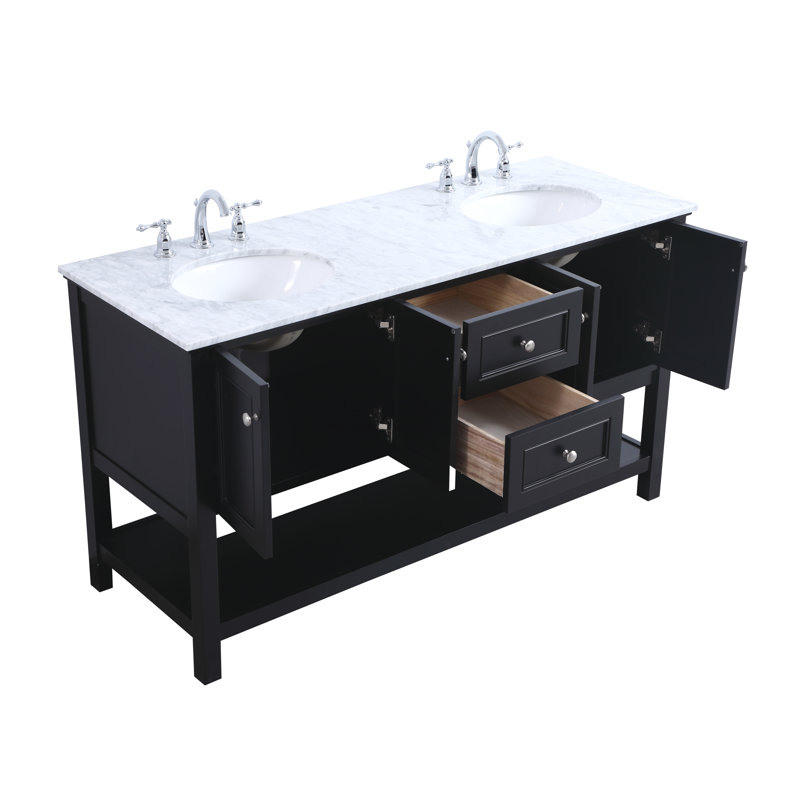Ensemble de meuble-lavabo double 60 po Bonsai, Noir