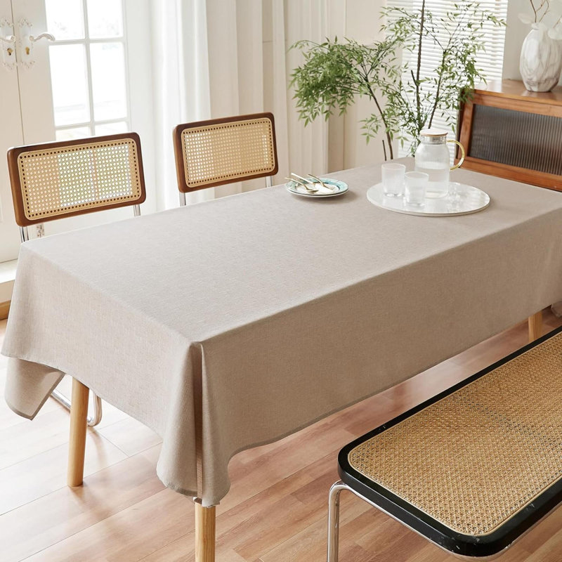 Nappe en lin texturé rectangulaire et imperméable 52X70, Kaki