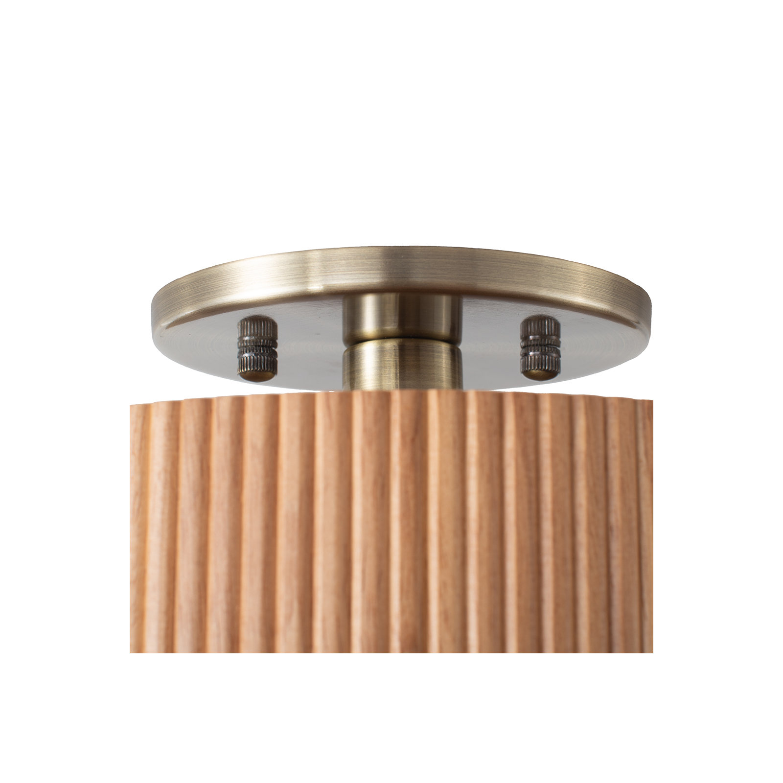 Tambo Semi-Flush Mount Ceiling Light - Weathered Brass, Natural Ash