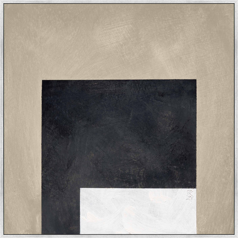 Infinite Black Print by Robert Kamnatnik, Silver Framed Canvas, 16" H x 16" W x 1.38" D