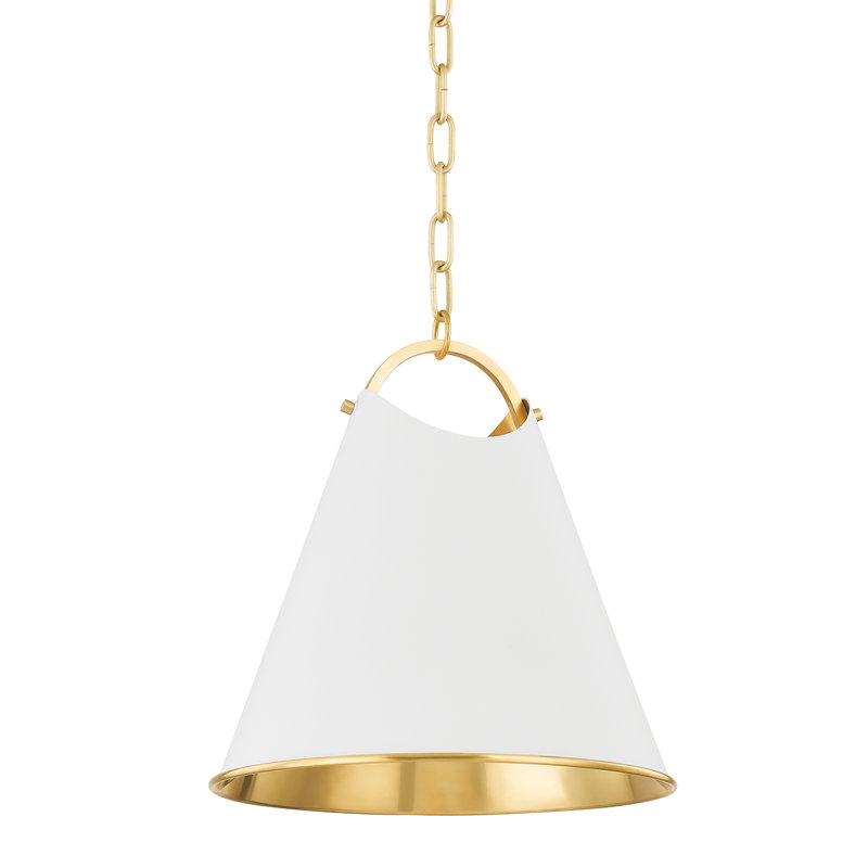 BURNBAY 1 LIGHT PENDANT, Aged Brass, 17.75" H x 13.75" W x 13.75" D