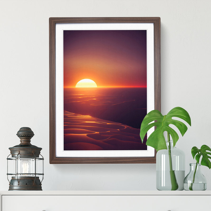 Desirable Sunset - Framed Print, 64cm H x 46cm W x 2cm D, Walnut