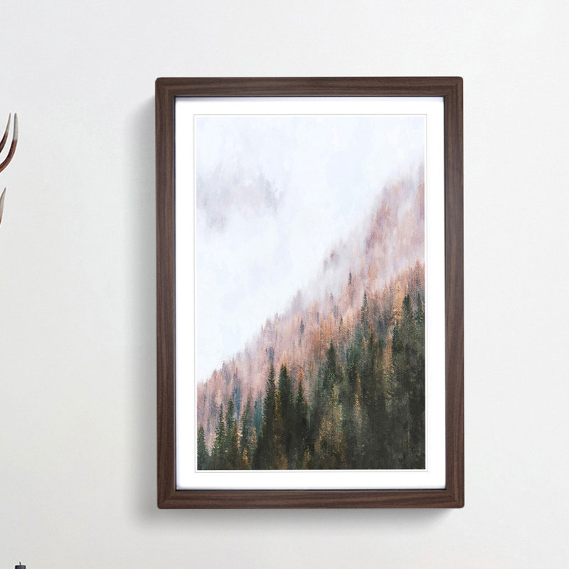 Covered With Fog - Single Picture Frame Painting on MDF, 33cm H x 24cm W x 2cm D, Walnut Framed