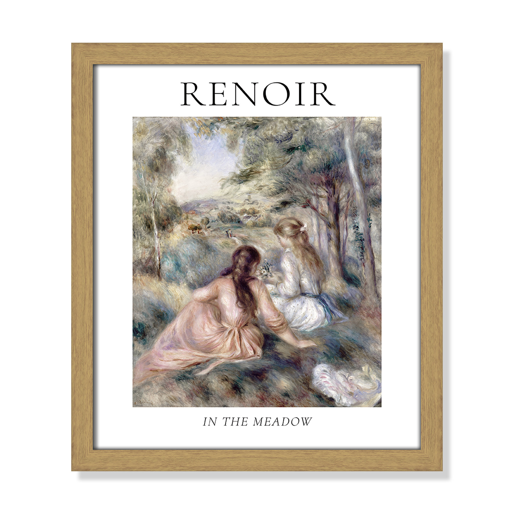 Old Masters Collection " In The Meadow " by Auguste Renoir, Natural Single Picture Frame, 15" H x 13" W x 0.75" D, No