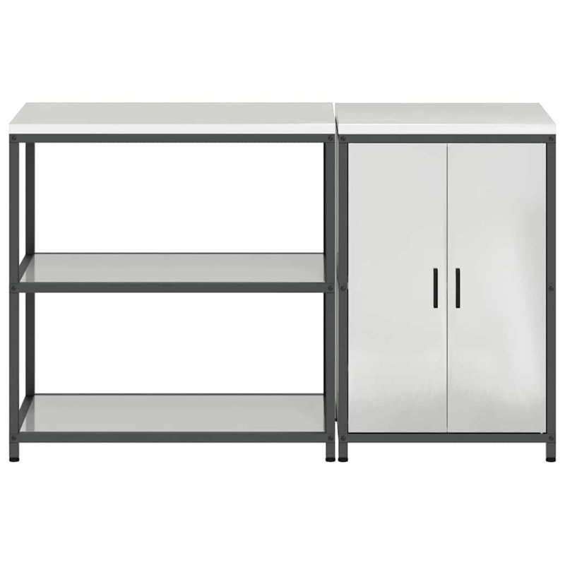  Kitchen Storage Set With Shelf 2 Pcs Sliver 150 X 50 X 92 Cm
