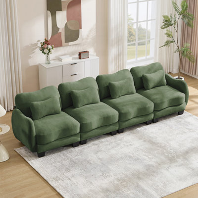 Oversize 4-Seater Sofa , With 4 Exquisite Waist Pillows, Easy to Assemble Modular Couch for Living Room Office