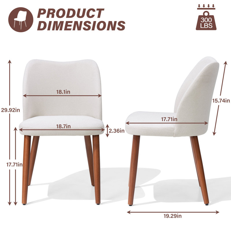 Wood Frame Upholstered Dining Chairs, Beige