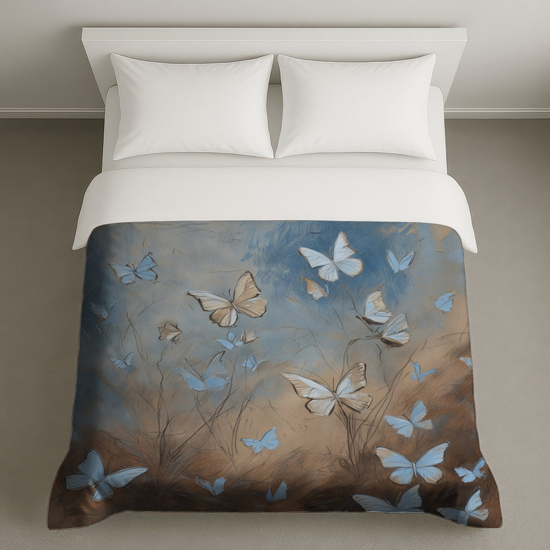 Housses de couette Blue Butterflies, Grand lit