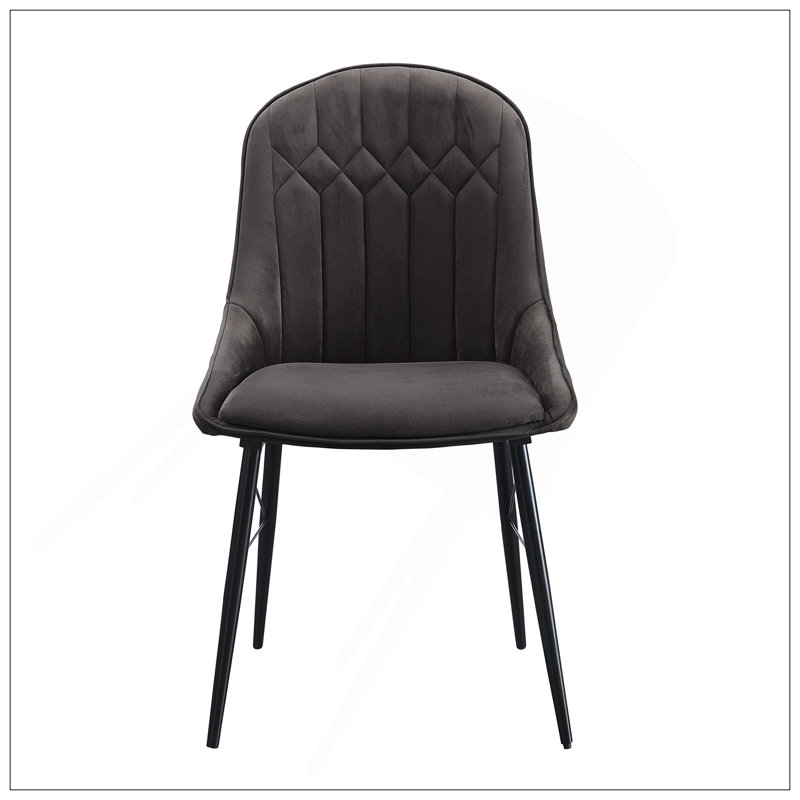 Ensemble de 2 chaises d'appoint Abraham en tissu gris foncé et finition noire