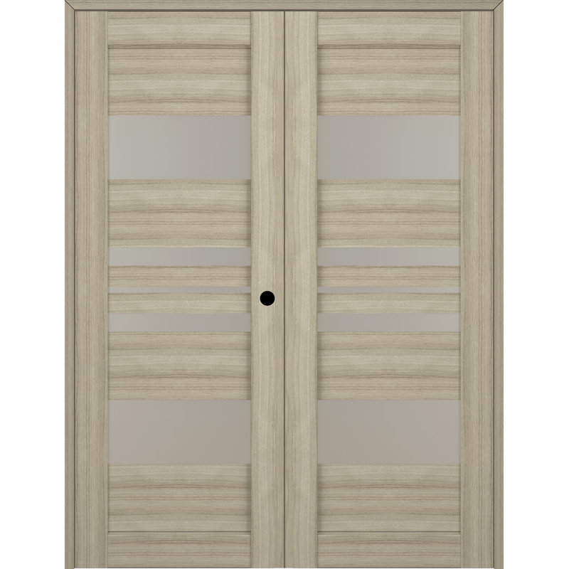 Portes françaises à panneaux en bois et verre Romi, Pin, Gauche, 55,5 po x 79,38 po