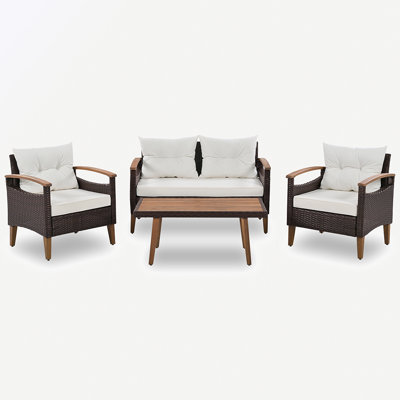 Laarni 46.39" Wide Outdoor Curved Patio Sectional with Cushions by Red Barrel Studio