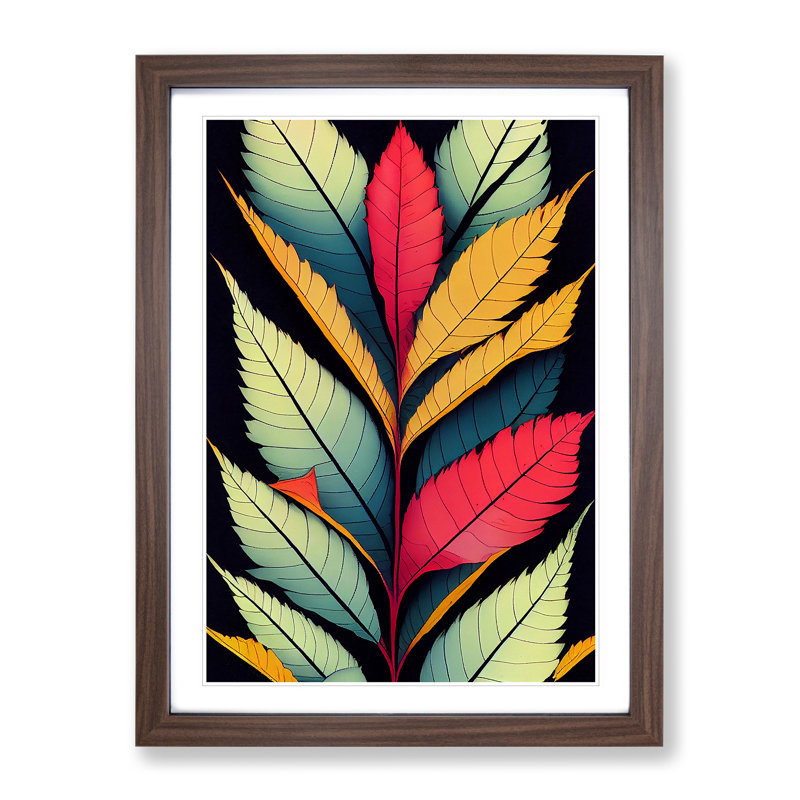 A Tremendous Leaves - Single Picture Frame Print, 64cm H x 46cm W x 2cm D, Walnut