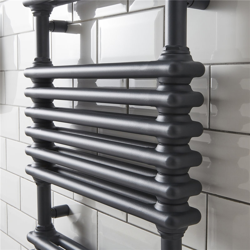 Clifton Heated Towel Rails, 50cm H x 60cm W x 5.5cm D, Grey