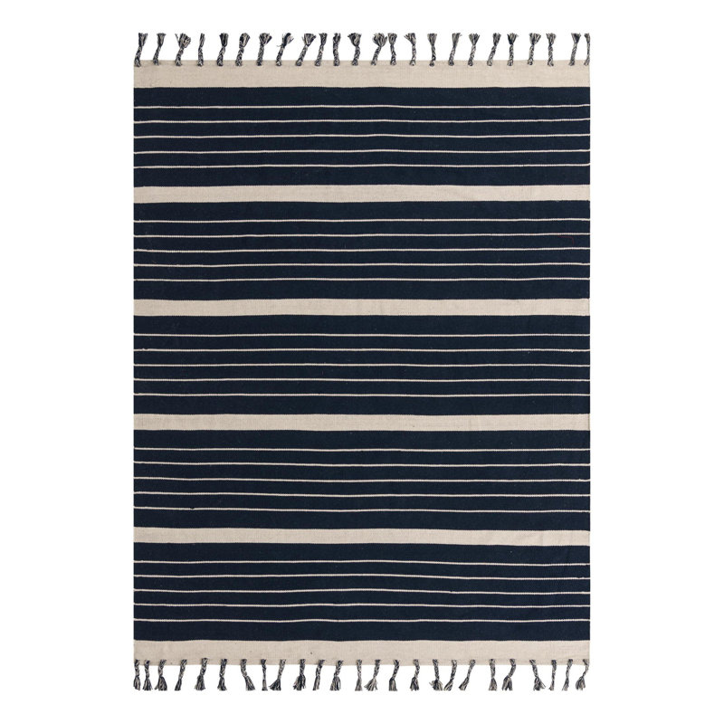Bleu marine / blanc_Manteau en coton Chindi, Rectangle 8 pi x 10 pi