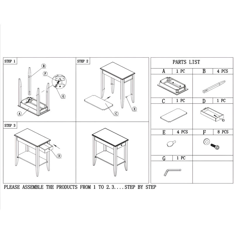 Modern End Table With Ample Storage Space, Perfect For Sofa Side Or Living Room, Easy Assembly Required