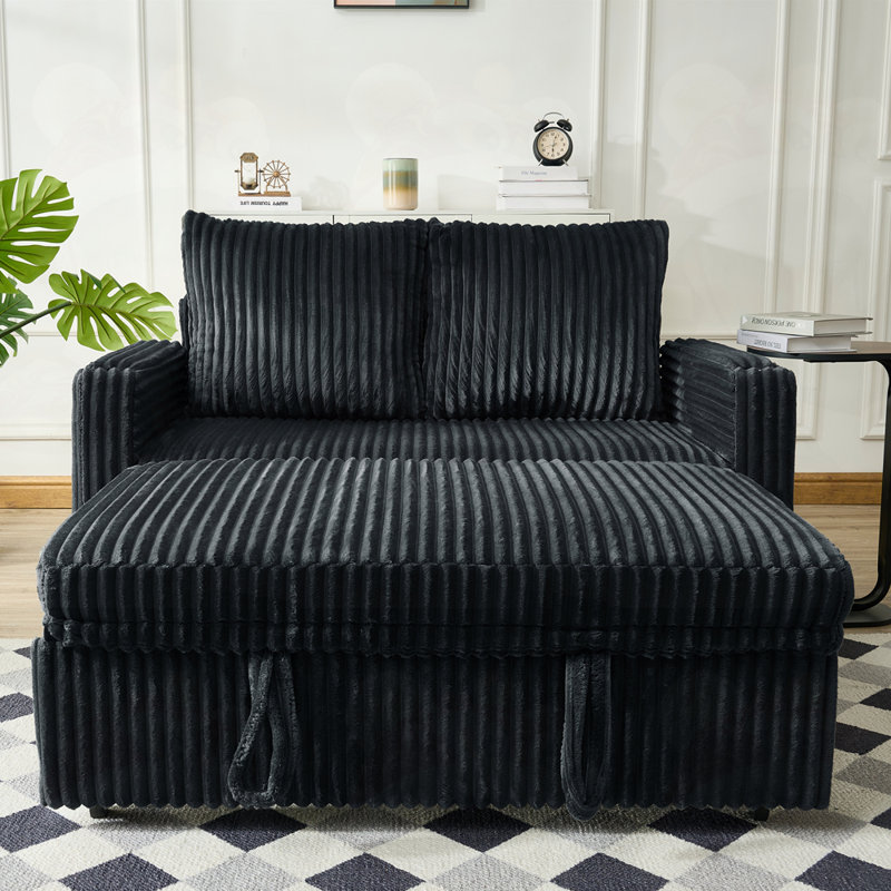 Sleeper Sofa Couch w/Pull Out Bed, Black