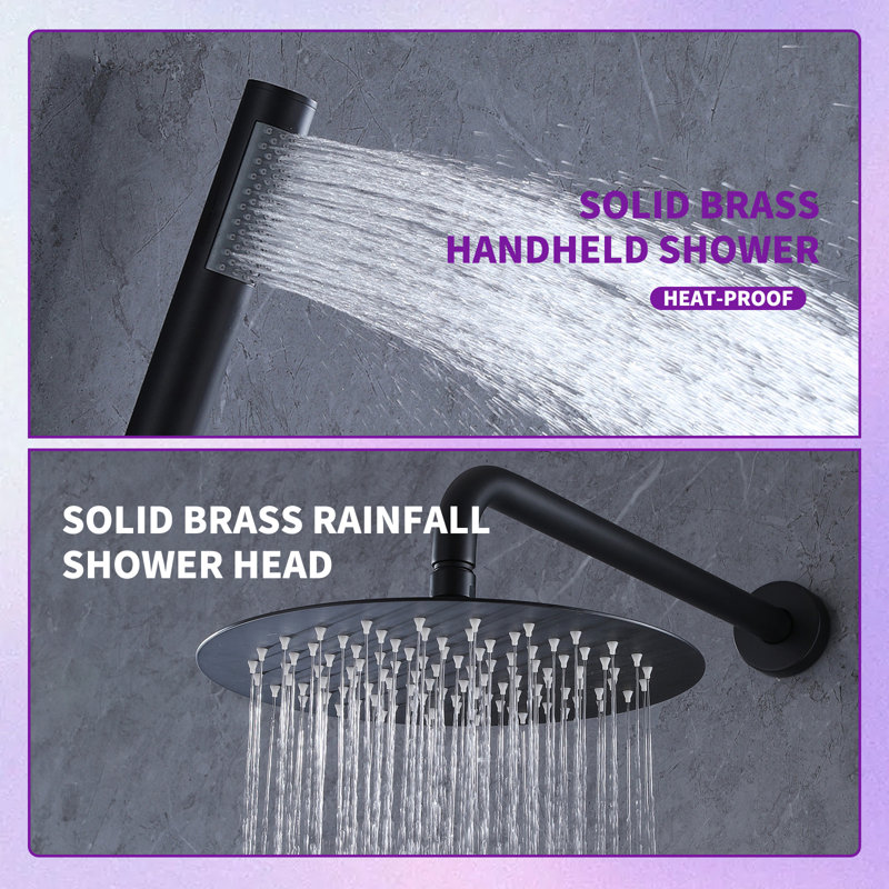 Shower Faucet with Rough-in Valve and Diverter, Matte Black