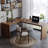 Walnut L-Shaped Solid Wood desk-108679191-108679188