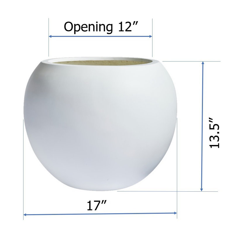 Dorlis Fiberstone Pot Planter, White, 13.5" H x 17" W x 17" D