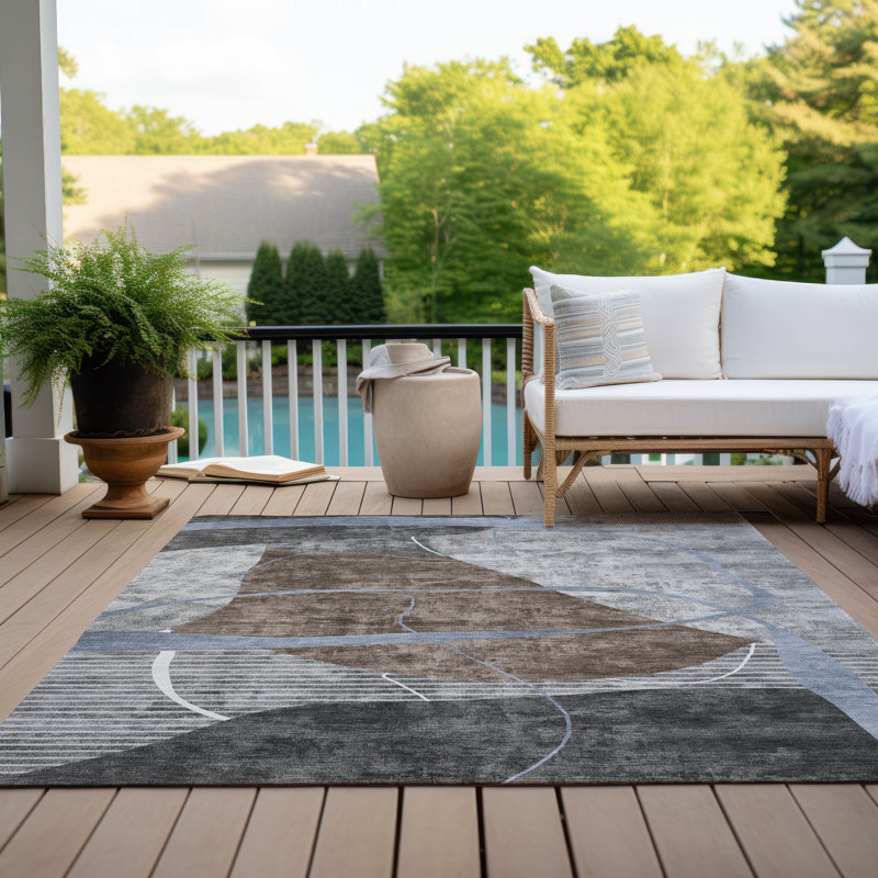 Tapis intérieur / extérieur Malchow avec envers antidérapant, Rectangle 3' x 5'