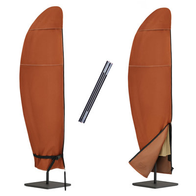 Patio Umbrella Cover Outdoor Waterproof Cantilever Parasol Banana Umbrella Cover Fits 12ft to 14ft, Brown