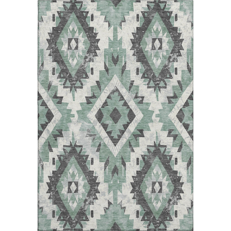 Premium Machine Washable Crestover AMF1878 Aztec Rug, Rectangle 3' x 5'