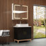 Ensemble de meuble-lavabo simple 35,4 po avec plateau en céramique et miroir Palen