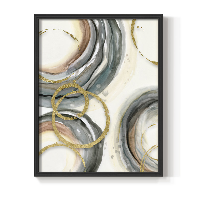 «Gold Elasticity I», reproduction encadrée - bois massif, Noir, noir, noir, noir, 21" H x 17" W