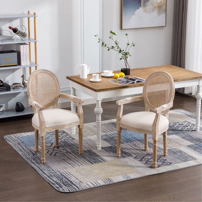 Chaise de salle à manger en bois massif de style français, ensemble de 2
