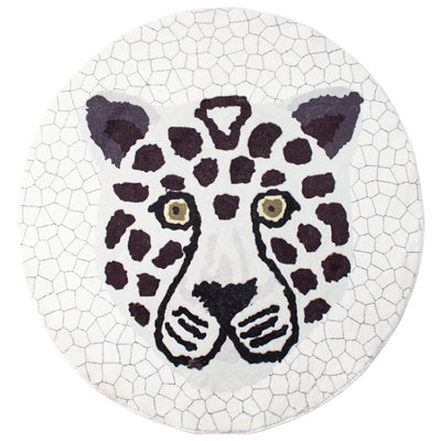 Brown Leopard Animal Design Soft Non-slip Fleece Area Rug 32" Round
