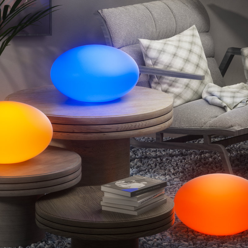 Eiren LED Oblate Ball Light, RGB Colour Changing Lamp with Remote, Rechargeable Bar Table Decor Light