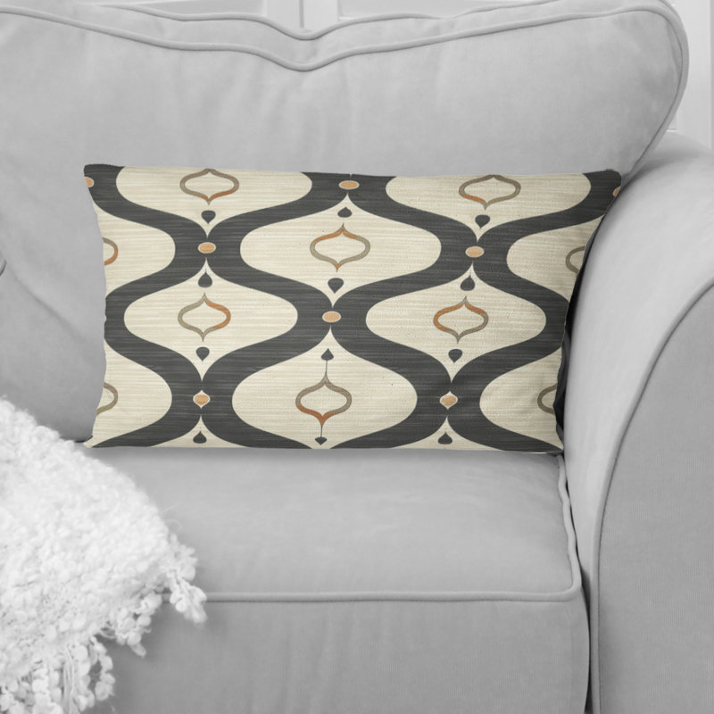 Coussin lombaire beige Mid-Century Quatrfoil I - Mid-Century