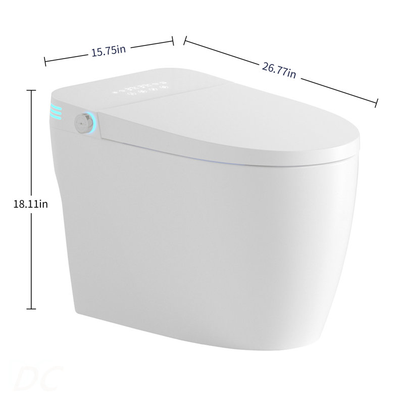 Tankless Smart Toilet With Bidet Built In, One-piece Bidet Toilet Seat, Auto Flush, Auto Open/Close,Heated Seat, Warm Water and Dry, Adjustable Temp,Remote Control Side Know