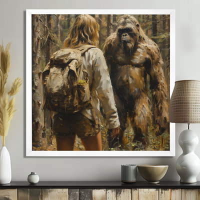 Impression d'art mural brun et mystérieux Bigfoot Encounter I - Bigfoot