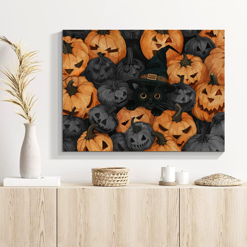 Art mural d'Halloween sur toile, H 36 po x l 48 po