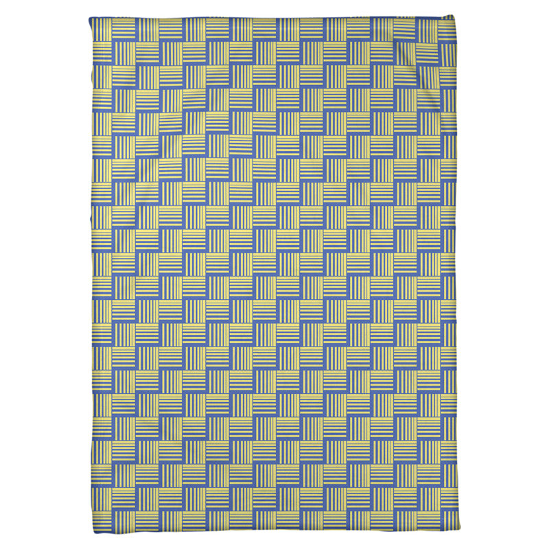 Couverture polaire à rayures classic basketweave, l 60 po x L 80 po, Bleu / Jaune