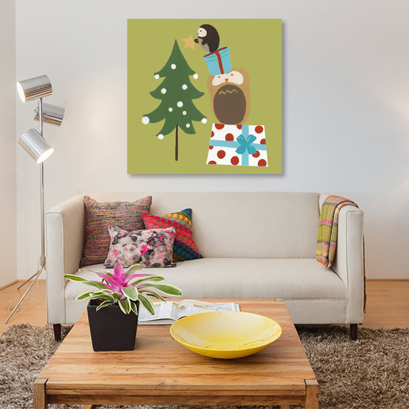 « happy owlidays vi », reproduction d’impression sur toile tendue, H 18 po x l 18 po x P 1,5 po, Toile tendue, Pas de tapis